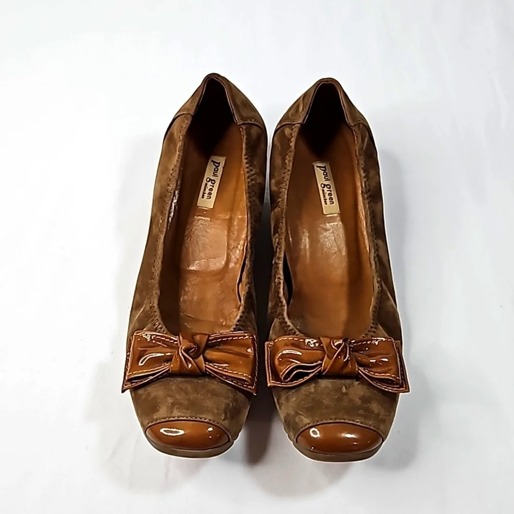Paul Green Nola Wedge Brown Suede Square Toe Size 6.5
